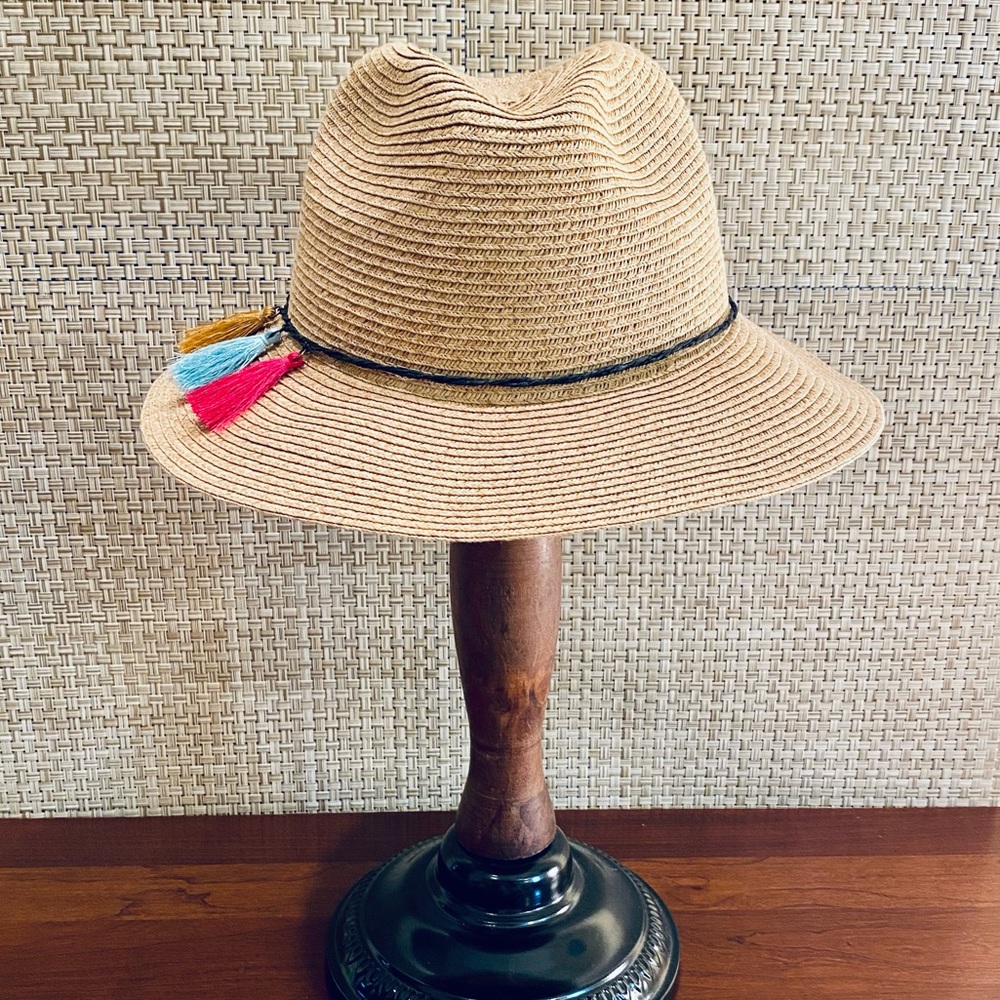 🌟2xHPHP🌟NWOT Bohemian Tassel Paper Straw Fedora by Sonoma OSFM
